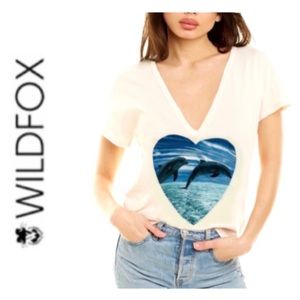 NWT Wildfox Save A Dolphin V-Neck Tee